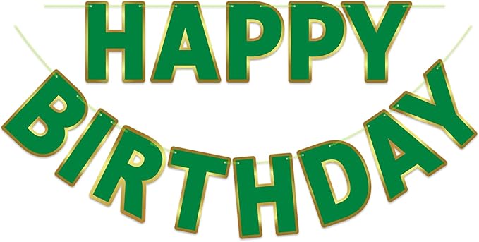 Happy Birthday Banner - 9ft Pre-Strung Happy Birthday Sign for Women, Men, Girls, Boys - No DIY Birthday Decorations & Party Supplies(Green)