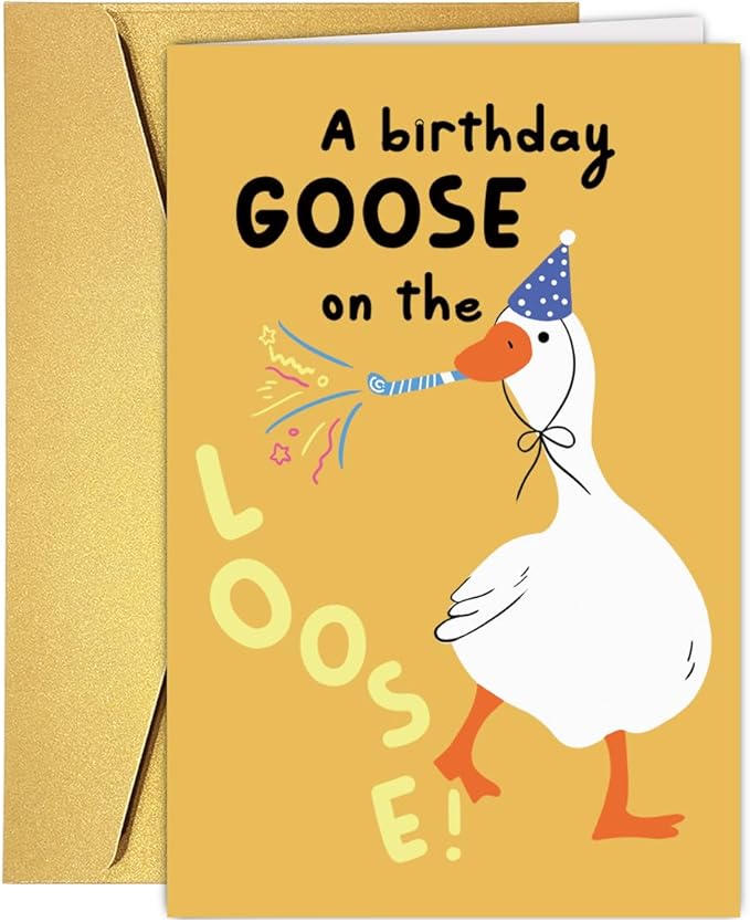 Funny Silly Goose Birthday Card For Him Her, Humorous Goose Birthday Card for Goose lover Brother Sister Dad Mom Husband Wife Bestie Friend, Hilarious Birthday Gift for Women Men