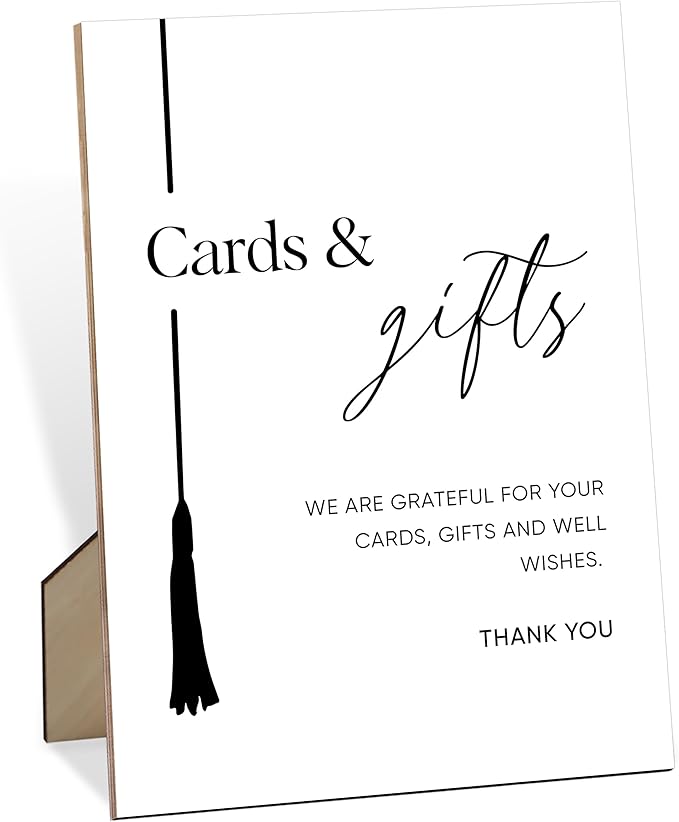 Cards and Gifts Sign for Graduation, 8×11" Graduation Tassel Wooden Sign With Stand, 2025 Graduation Party Decorations Centerpieces for Tables, Congrats Grad Party Favors Supplies