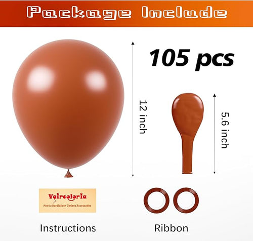 105pcs Coffee Balloons 12inch Party Latex Balloons for Boys Girls Birthday Baby Shower Gender Reveal Wedding Sunflower Party Decorations