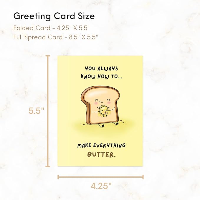 ALY LOU Mothers Day Card Anniversary Birthday for Mom Dad Wife Husband Girlfriend Boyfriend Stepmom Aunt Parents – Cute Funny Punny Greeting Card for Fathers Day – Blank Inside (Everything Butter)