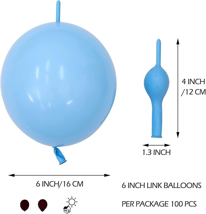 IN-JOOYAA 6 Inch Yellow Latex Link Balloon 100 Pcs Quick Link Balloons for Party Decoration