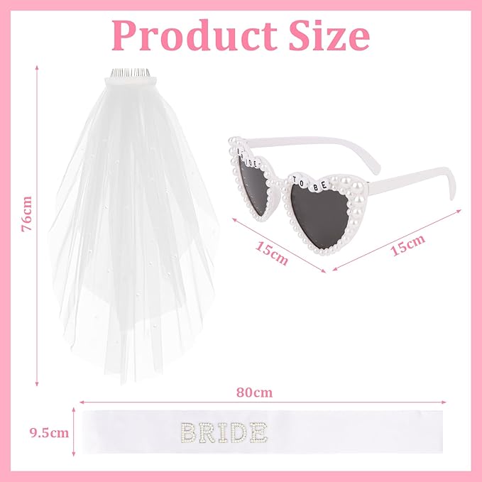 Bride Sunglasses Bride Sash and Veil for Bachelorette Party Decorations Bachelorette Party Accessories Favors White
