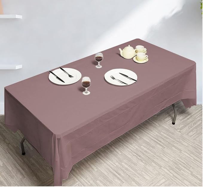 Light Brown Tablecloth, 3 Pack Plastic Table Covers, Decorative Rectangle Disposable Tablecloth for Parties, Events, Wedding, Inddors & Outdoors-54 x 108"