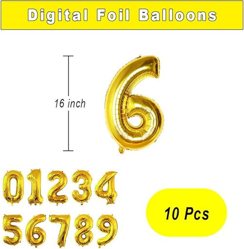 10 Pcs Gold 0-9 Number Mylar Balloons,16 Inch Foil Balloons Mylar Balloons for Party Decorations Party Supplies