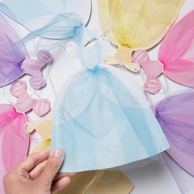 Cheerland Ball Gown Princess Party Banner Royal Theme Decorations Dress Cutout Garland for Birthday Girls Sleepover Baby Shower Gender Reveal Classroom Decor Tea Party Celebrations and Supplies 2 pcs