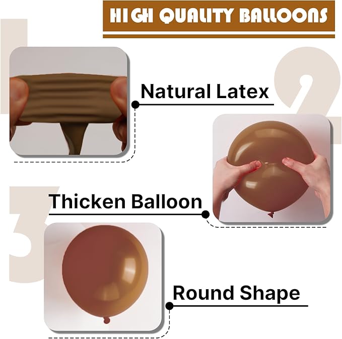 PartyWoo Brown Balloons 50pcs 5 Inch Small Mini Boho Neutral Coffee Tan Fall Latex Balloons for Wedding Baby Shower Gender Reveal Graduation Safari Woodland Birthday Fall Party Decorations Brown-F09