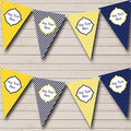 Yellow Blue Polkadot Nautical Sailing Beach Seaside Themed Personalized Birthday Party Bunting - Hanging Party Decoration - Birthday Party Banner Garland | Decorative Party Supplies
