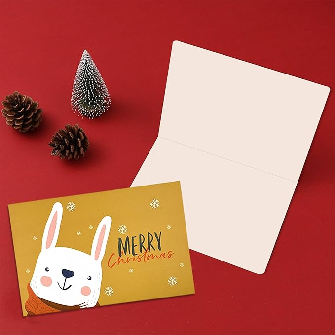 12 Pcs Christmas card with Envelopes & 24 Pcs Sticker,Cartoon animals categories holiday cuteness multiple loose cards with envelopes and written blessing messages,can be given to friends, family, children, boys and girls(dongwu)