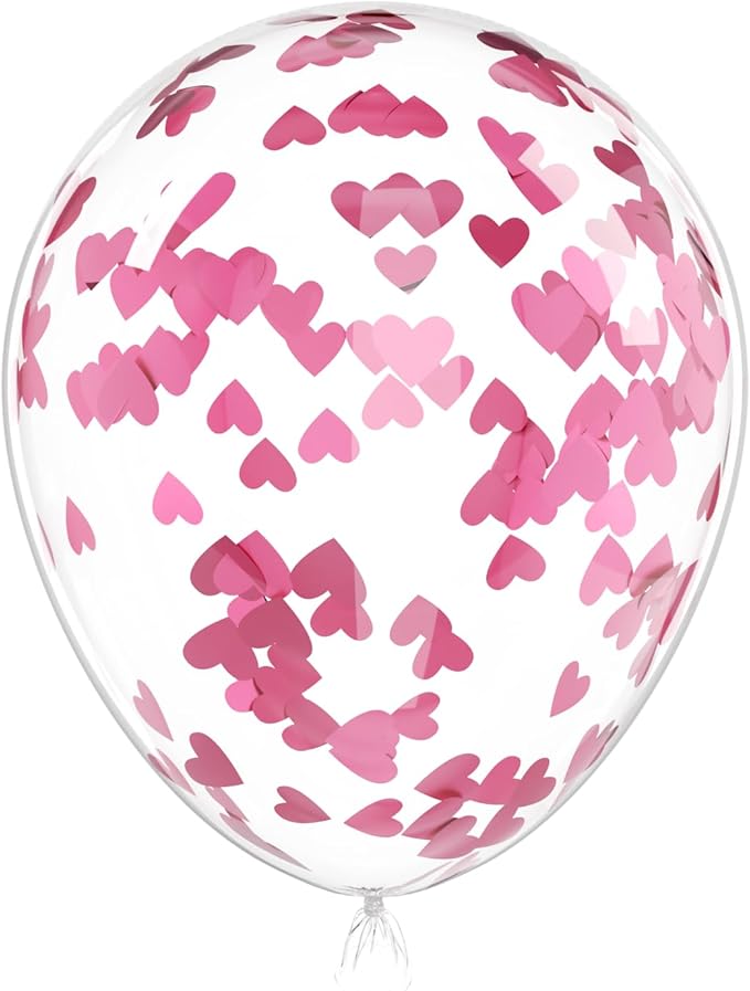 Valentines Day Balloons Decorations Set - 69 Pcs Pink Heart, Pink Heart Confetti, Pink and White Heart Print Balloons for Valentine's Day Galentine's Day Wedding Mothers Day Party Decorations