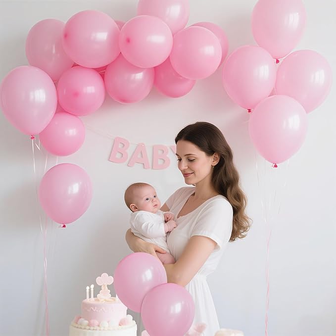 Pink Balloons Pink Birthday Decorations 160 Pack 5 inch Round Gender Reveal Ballons for Birthday Wedding Anniversary Baby Shower Gender Reveal Party Decoration