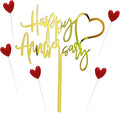Happy Anniversary Cake Topper Happy Anniversary Cake Decorations for Party Decorations (one gold heart)