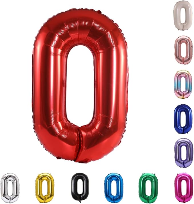 YPSelected 32 Inch Large Foil Helium Number Balloon Birthday Wedding Party 0-9 (Red, 0)