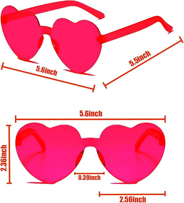 AEAHALY Heart Sunglasses for Women and Men Rimless Heart Shaped Sunglasses Bachelorette Bride Party Accessories