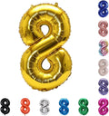 YPSelected 32 Inch Large Foil Helium Number Balloon Birthday Wedding Party 0-9 (Gold, 8)