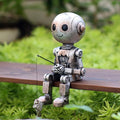 Fishing Robot Statue Funny Halloween Decorations, 4.33 Inch Cute Sitting Figurine Shelf Sitter Resin Sculpture for Outdoor Garden Yard Lawn Pond Waterfalls Pool Ornaments