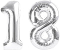 Number Balloon 40 Inch Silver, 18th Birthday Party Decoration for 1 8 18 81 Men & Women, Big Foil Balloon Number for Wedding Celebration Adult Party Supplies