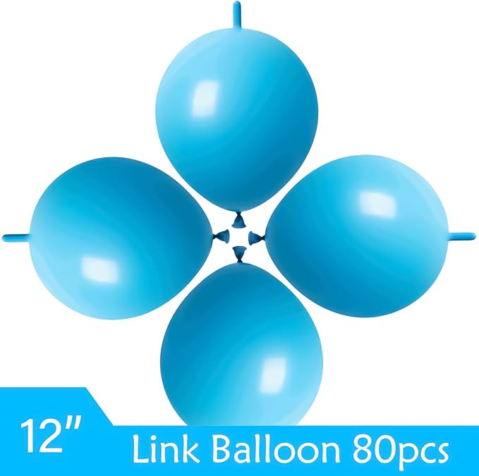 Link Balloons Light Blue 6 Inch 12 Inch Latex Quick Linkale Balloon 160 Pcs for Birthday, Halloween, Christmas, Party Festival Decorations