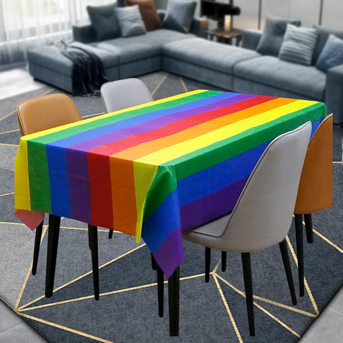 2 Pack Plastic Christmas Tablecloths Disposable Xmas Table Covers Plastic Table Cloths BBQ Picnic Birthday Christmas Parties Covers Waterproof Oil-proof Table Cloth Rainbow Table Cloths 54 x 108 In
