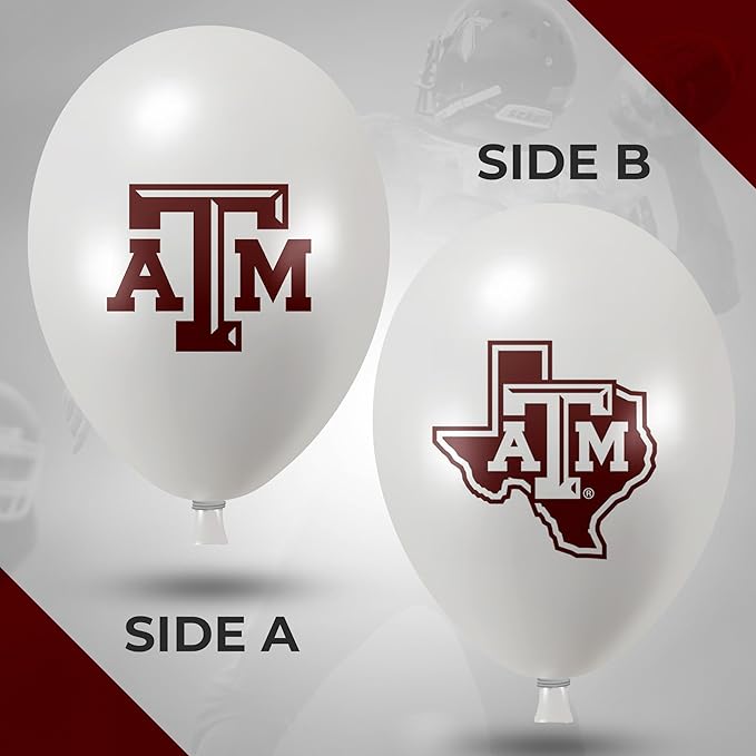 Texas A&M Aggies Balloons 10 Pack 11" Official Licensed Logos, Helium Quality Latex Balloons, Perfect for College Football Team Celebration, Decorated Front and Back by Westrick