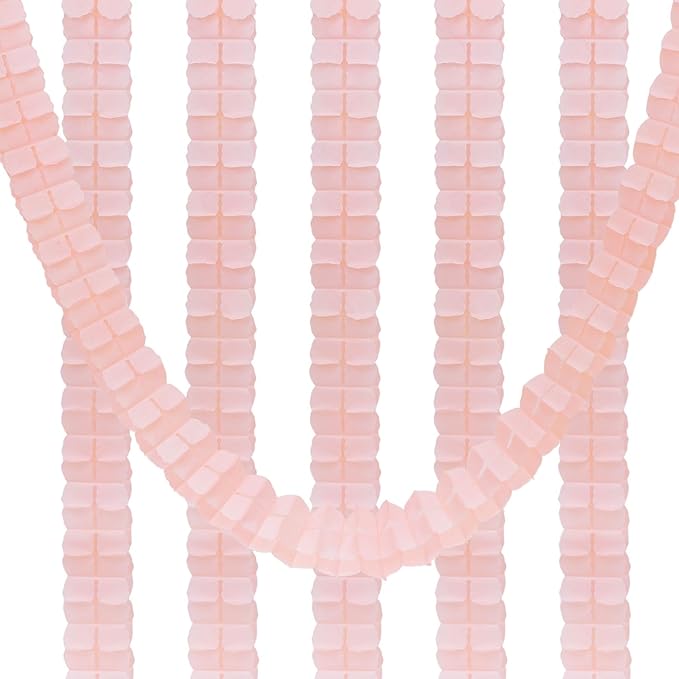 PATIKIL 9.8ft Four-Leaf Garland, 6 Pack Tissue Paper Hanging Flower Garland Reusable Streamers for Party Wedding Backdrop Decorations, Coral
