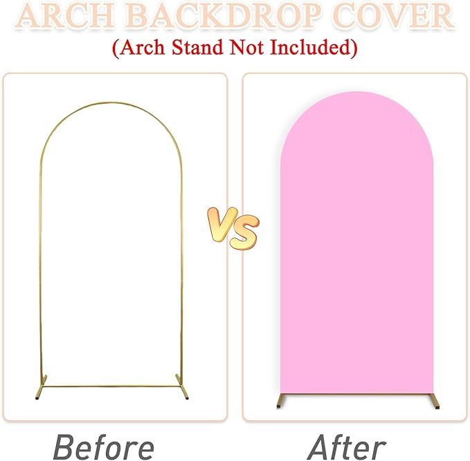 Set of 3 Arch Cover Pink Arched Backdrop Cover 6FT 5FT 4FT Wedding Arches Backdrop Stand Covers Spandex Chiara Backdrops Arch Covers for Birthday Party Bridal Baby Shower Ceremony Decorations