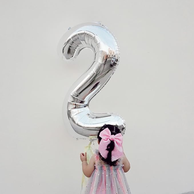 Silver Number 1 Balloon for First Birthday 40 Inch, 1st One Number Balloons Birthday Decorations for Girl Boy Toddler Baby