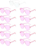 11 Pairs Heart Shaped Glasses Rimless Frameless Sunglasses Transparent Tinted Eyewear, 1 Bride + 10 Team Bride Glasses Bachelorette/Wedding Party Bridal Shower Party Favours Photo Booth Props