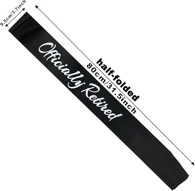 Officially Retired Sash, Reitrement Sash for Men and Women Retirement Party Decorations Supplies, Black + Silver(Officially Retired)