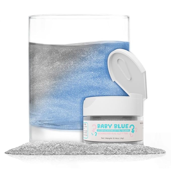 Brew Glitter Baby Blue Gender Reveal Color Changing Edible Drink Glitter (4g, 1x Jar) for Clear Cocktails, Mocktails and other Beverages!