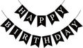 Hooqict Black Happy Birthday Banner Sign for Backdrop Black Birthday Decorations for Men Women Party Supplies Wall Door Banner Garland Bunting Flag
