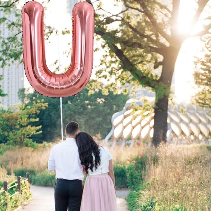 TONIFUL 40 Inch Large Rose Gold Letter U Balloons Giant Alphabet Letter Balloons,Foil Mylar Big Balloons for Birthday Party Anniversary Supplies Decorations