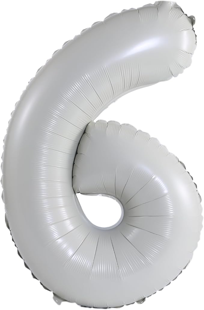 YPSelected 32 Inch Large Foil Helium Number Balloon Birthday Wedding Party 0-9 (Ivory, 6)