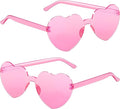 2/4/8/12/20 Pairs Heart Shaped Sunglasses Transparent Heart Glasses Rimless Trendy Eyewear for Valentines Party Favor
