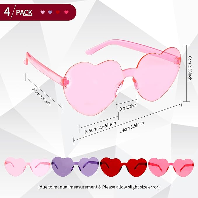 Heart Sunglasses Heart Shaped Glasses Bulk Valentines Halloween Bachelorette Party Decorations Glasses Women Men
