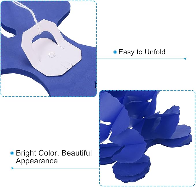 PATIKIL 9.8ft Four-Leaf Garland, 6 Pack Tissue Paper Hanging Flower Garland Reusable Streamers for Party Wedding Backdrop Decorations, Navy Blue