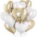 Gold White Foil Heart Balloons, 18 Inch 10 Pcs Pastel Yellow White Foil Heart Shape Balloons Large Light Yellow and White Heart Balloons for Birthday Wedding Graduation Baby Party Valentines