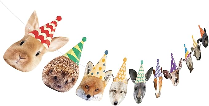 Hooqict Safari Animals Happy Birthday Banner Animal Birthday Decorations Party Animal Banner Garland for Jungle Theme Party Decorations Kids Wild Zoo Party Supplies