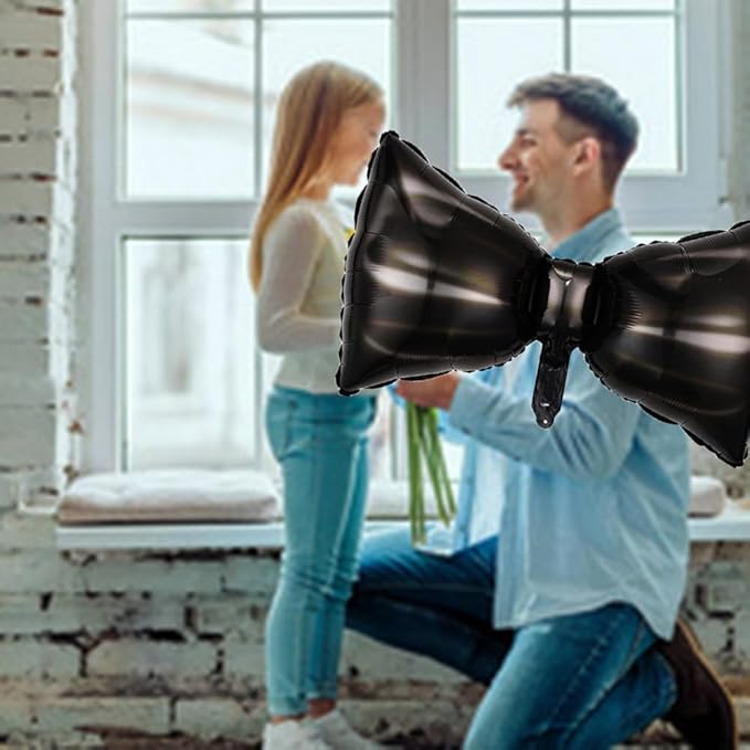 Bow Tie Balloons Father's Day Balloons Big Black Bow Tie Balloon for Father's Day Party Decorations Fathers Day Decor Supplies Ballons Arch Kits Party Balloon Sets 3pcs