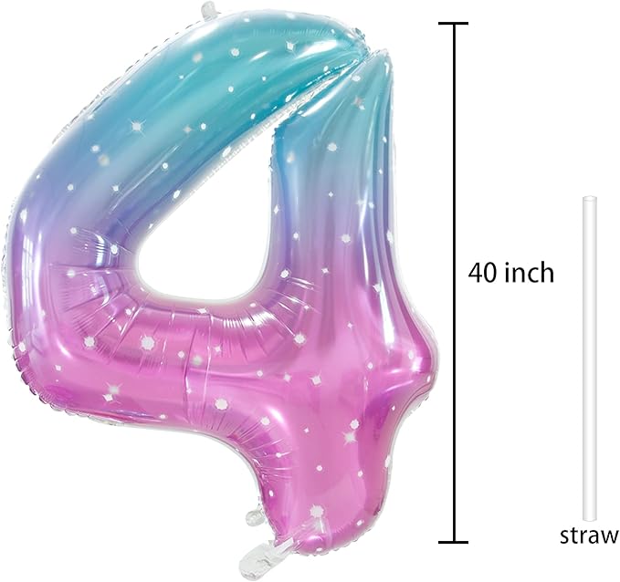 Number 4 Balloon, Large number balloons 40 inch, 4th Birthday Party Decorations Supplies 4 Year Old Birthday Sign Decor