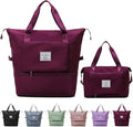 Large Capacity Folding Travel Bag, Lightweight Waterproof Luggage Bag, Expandable Travel Duffel Bag, Dry Wet Separated Gym Tote Bag, Weekender Overnight Bags for Women and Man (Fuchsia)