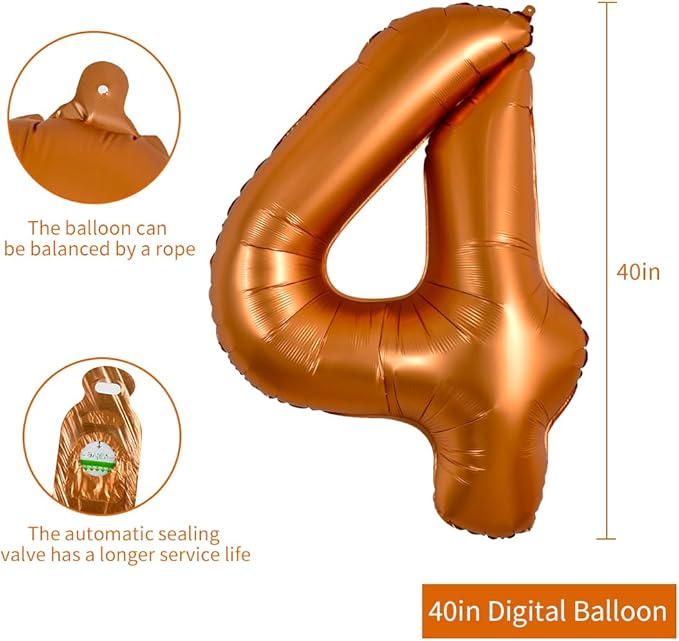 TONIFUL 40 Inch Orange Large Numbers Balloon 0-9 Birthday Party Decorations,Big Number 4 Foil Balloon Digital 4 for Birthday Party,Wedding, Bridal Shower,Engagement,Graduations,Anniversary,Baby Shower