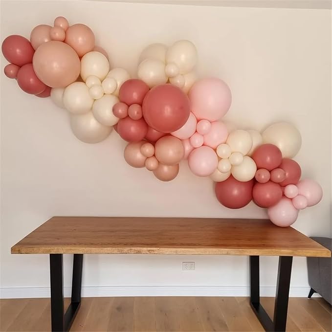 Dusty Pink and Beige Balloons, 35PCS Pastel Light Pink White Sand Cream Nude Latex Balloons for Girls Women Birthday Bridal Shower Baby Shower Boho Wedding Engagement Party Decorations Supplies