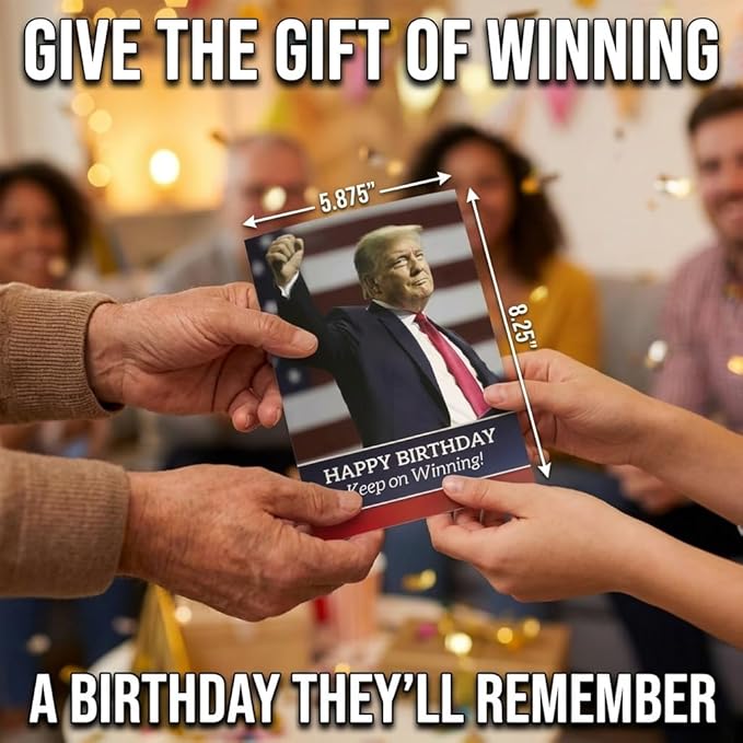 Talking & Dancing Donald Birthday Card - Pop-Up 3D Figure Moves & Plays Real Voice - Funny Trump Card for Him, Her, Dad, Brother - Hilarious Gag Gift with Music & Motion, Envelope Included