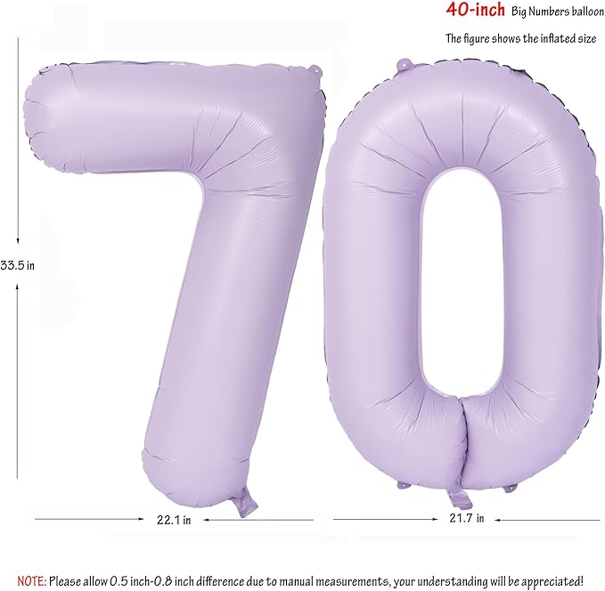40 In Matte Purple Number Balloons Helium Foil Mylar Balloon Birthday Party banquet Decoration Digital 70