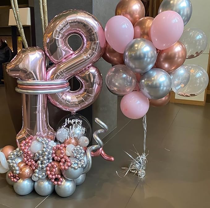 40 Inch Rose Gold Number Balloon 8, Large Number Foil Balloons Mylar for Girl Boy Birthday Party Celebration Decorations Supplies, Digital Balloons for Wedding Anniversary Events Decorations