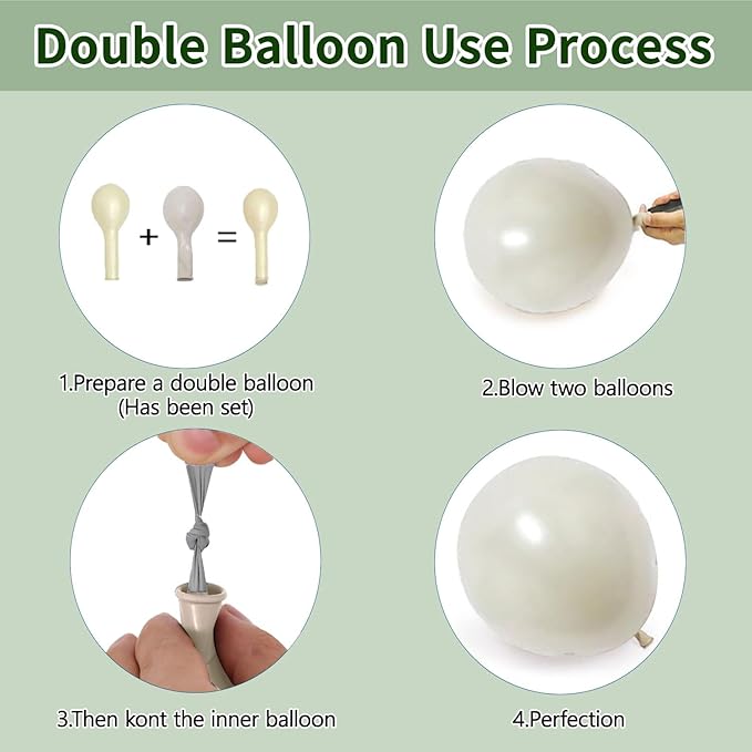 Emerald Green and Gold Balloons Arch Kit, Double Stuffed Dark Hunter Forest Green Pearl Sand White Metallic Gold Balloons for Jungle Wedding Birthday Graduation Party St. Patrick's Day Decorations