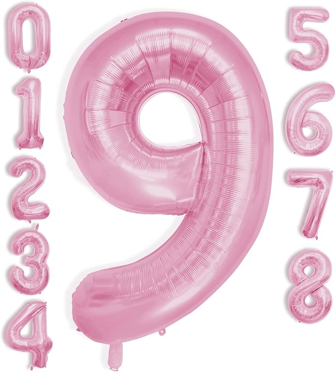 40 Inch Large Pink Number Celebration and Decoration Balloon for Birthday Parties, Graduations, Anniversaries, Weddings, Photo Shoots, Special Events - Helium Foil Mylar (Pink Number 9)