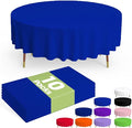 Pureegg Plastic Table Cloth Disposable 10 Pack, 84'' Round Table Cloths, Graduation, Patriotic Decorations, Thanksgiving, Veterans Day Tablecloths, Round, Plastic Cover, Leakproof & Sturdy, Royal Blue