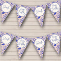 Bright Blue Nordic Birds Pattern Lace Happy Personalized Birthday Party Bunting - Hanging Party Decoration - Birthday Party Banner Garland | Decorative Party Supplies